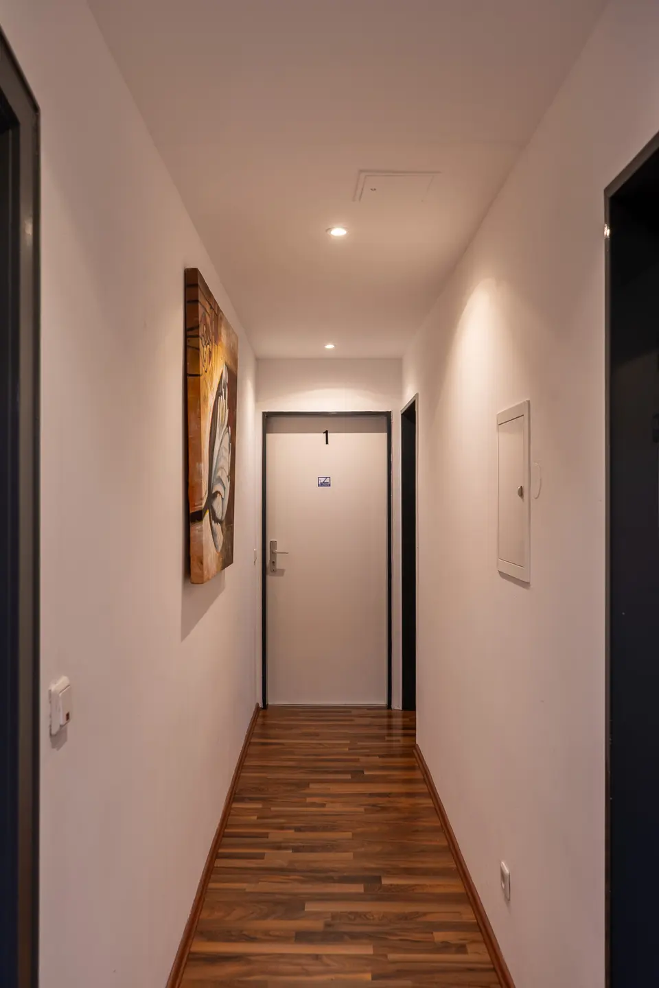 Hotel corridor with the room doors